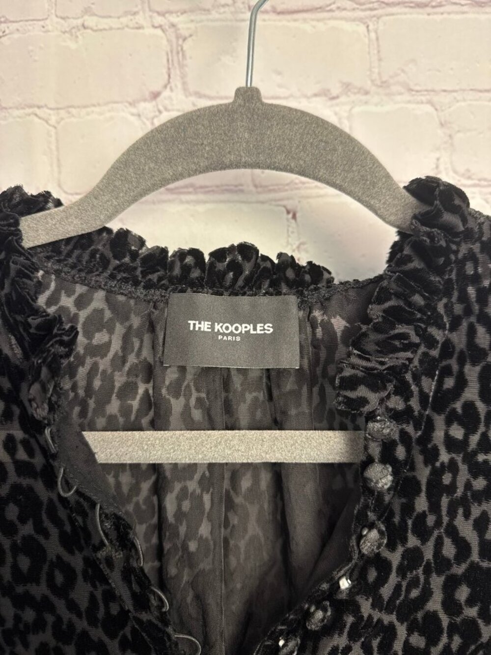 The Kooples paris black textured animal print whimsigoth blouse size "1" xs - Picture 3 of 8